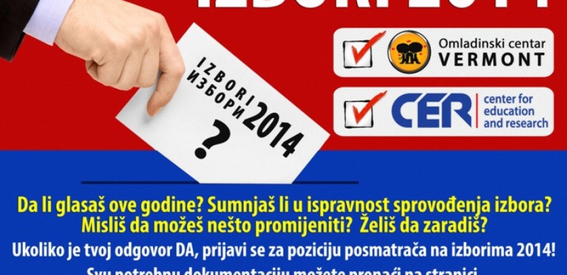 Konkurs za pozicije posmatrača na predstojećim izborima